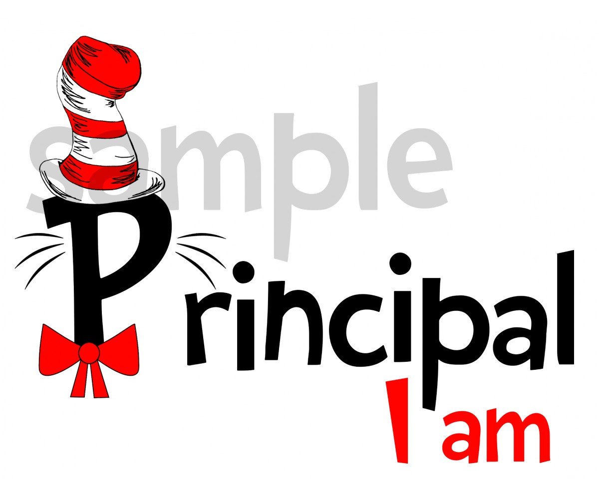 Principal I am iron on transfer, Cat in the Hat iron on transfer for Principal(2s)
